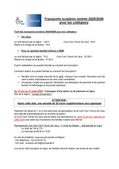 Transports scolaires rentrée 2025/2026 pour les collégiens Transports scolaires rentrée 2025/2026 pour les collégiens