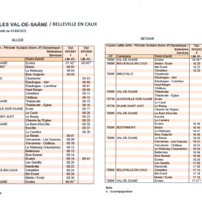 Horaires bus - Ecoles Val de Saâne - Belleville en Caux